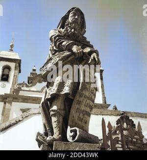 Statuen Vor der Kirche Heiligtum des Guten Herrn Jesus in Congonhas, Brasilien 1966. Statuen vor der Kirche Wallfahrtskirche Bom Jesus Matosinhos in Congonhas, Brasilien 1966. Stockfoto