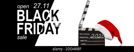 Black friday gegen santa Hut Stockfoto
