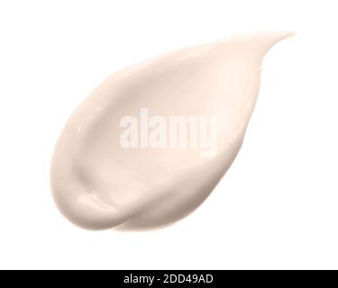 Elfenbein kosmetische Creme Swipe isoliert auf weiß. Hautpflege Lotion Textur kosmetische Abstrich. Gesichtscreme mit Kollagen. Stockfoto