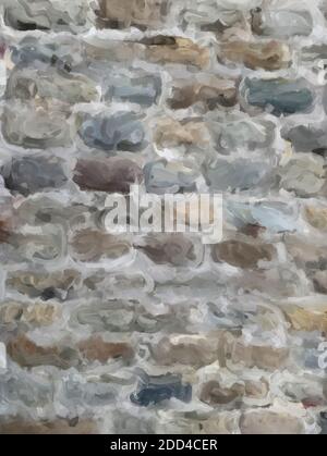 Digitale Malerei von alten Mauerwerk in natürlichen und neutralen Tönen. Geeignet für die Verwendung als Overlay oder als abstrakter Hintergrund für das Hinzufügen von Text. Stockfoto