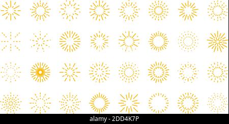 Feuerwerk-Icons gesetzt. Umriss Satz von Feuerwerk Vektor-Symbole dünne Linie Farbe flach auf weiß Stock Vektor