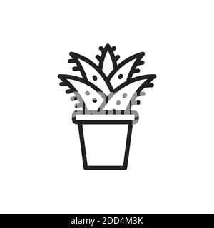 Aloe Blumentopf schwarze Linie Symbol. Vektorgrafik. Skizzieren Piktogramm für Web-Seite, mobile App, Promo Stock Vektor
