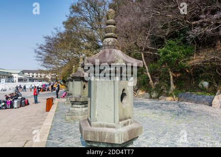 Pagode des Haupttors des Putuoshan Parks, Zhoushan Inseln, ein berühmter Ort in chinesischem Bodhimanda des Bodhisattva Avalokitesvara (Guanyin) Stockfoto