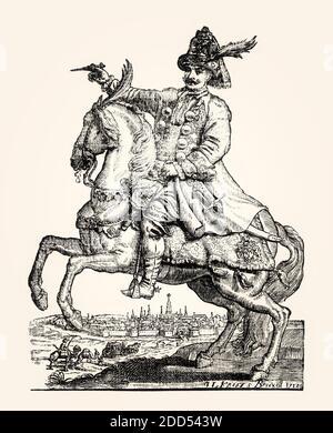 Johann III. Sobieski, Sieg über die Türken bei der Schlacht von Wien 1683, Holzschnitt, 1712 Stockfoto