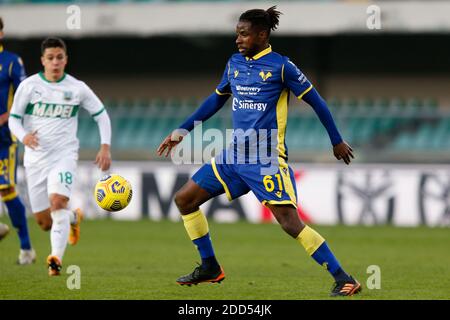 Verona, Italien. November 2020. Verona, Italien, Marcantonio Bentegodi Stadion, 22 Nov 2020, Adrien Tamaze (Hellas Verona FC) während Hellas Verona vs Sassuolo - Italienische Fußballserie A Spiel - Credit: LM/Francesco Scaccianoce Credit: Francesco Scaccianoce/LPS/ZUMA Wire/Alamy Live News Stockfoto