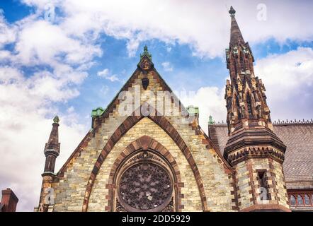 Die historische Wahrzeichen united methodist Kirche außen in der Mount vernon Place Gegend von baltimore maryland. Stockfoto