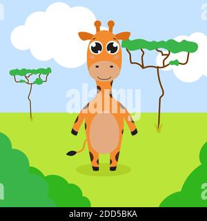 Glückliche Giraffe. Vektorgrafik Cartoon-Illustration. Isoliert. Niedlicher Charakter im flachen Stil. Stock Vektor