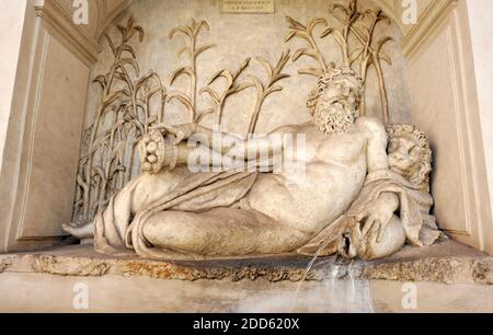 Italien, Rom, Quattro Fontane (vier Brunnen), Brunnen des Flusses Aniene Stockfoto