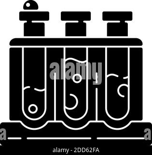 Schwarzes Glyphensymbol für Reagenzglasgestell Stock Vektor