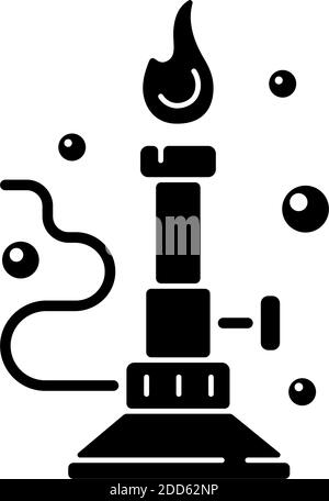 Bunsenbrenner schwarzes Glyphen-Symbol Stock Vektor