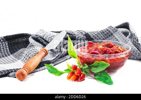 Ajvar - EIN roter Pfeffer Verbreitung traditionell in der hergestellt Balkan Stockfoto