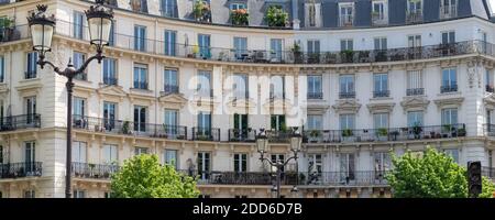Paris, typische Gebäude im Marais, im Zentrum der französischen Hauptstadt Stockfoto