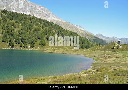 Sommertag am Staller Sattel an der Grenze dazwischen Österreich und Italien Stockfoto