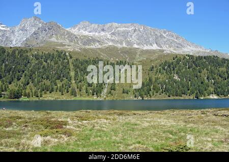 Sommertag am Staller Sattel an der Grenze dazwischen Österreich und Italien Stockfoto