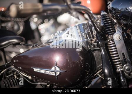 Harley Davidson auf der Classic Car Boot Sale, South Bank, London, England, Vereinigtes Königreich, Europa Stockfoto