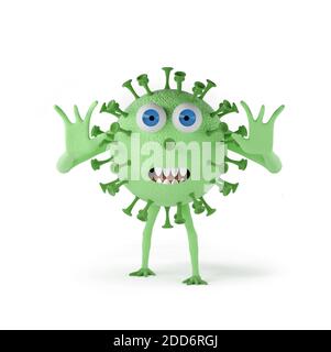 Scaring Coronavirus - 3d gerenderten Charakter isoliert Stockfoto