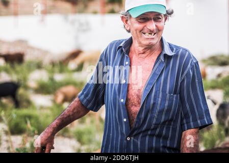 Ziegenhirte, Mojacar, Andalusien, Almeria, Spanien Stockfoto