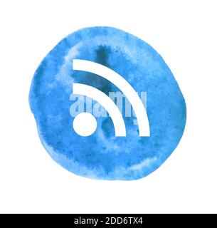 RSS Aquarell Symbol Illustration. Isoliert auf weißem Hintergrund Stockfoto