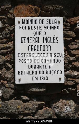 Denkmal in der Schlacht von Busaco (Bussaco) (Bucaco) Schlachtfeld Ort, eine napoleonische Zeit Schlacht im Jahr 1810 in der Nähe von Luso, Portugal. Stockfoto