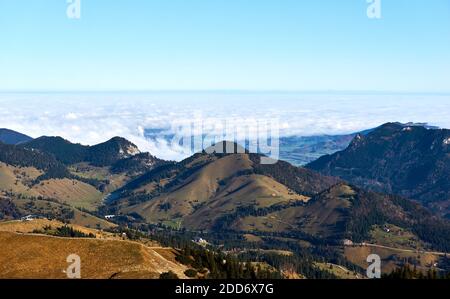 Wandern auf den Gipfel der Kampenwand Stockfoto