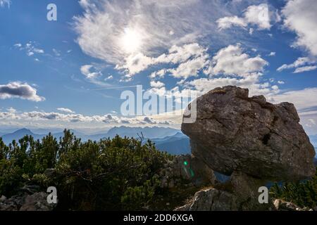 Wandern auf den Gipfel der Kampenwand Stockfoto