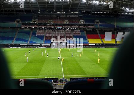 Leipzig, Deutschland. November 2020. Spielübersicht Zentralstadion Leipzig vor einer leeren Kulisse. GES/Fußball/UEFA Nations League: Deutschland - Ukraine, 11/14/2020 Fußball/Fußball: UEFA Nations League: Deutschland gegen Ukraine, Leipzig, 14. November 2020 zur weltweiten Nutzung Kredit: dpa/Alamy Live News Stockfoto