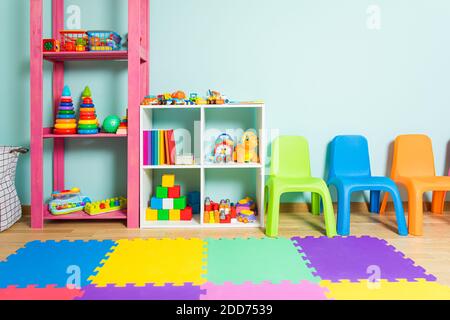 Das Innere eines Kinderzimmers in einem Kindergarten Stockfoto