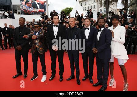 John David Washington, Damaris Lewis, Jasper Paakkonen, Laura Harrier, Topher Grace, Regisseur Spike Lee, Adam Driver und Corey Hawkins bei der Vorführung von "Blackkklansman" während des 71. Cannes Film Festival im Palais des Festivals am 14. Mai 2018 in Cannes, Frankreich. Foto von David Boyer/ABACAPRESS.COM Stockfoto