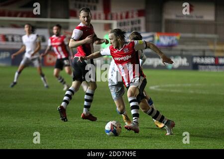 Exeter, Großbritannien. November 2020. Matt Jay von Exeter City während des EFL Sky Bet League 2 Spiels zwischen Exeter City und Colchester United im St James' Park, Exeter, England am 24. November 2020. Foto von Dave Peters. Nur redaktionelle Verwendung, Lizenz für kommerzielle Nutzung erforderlich. Keine Verwendung bei Wetten, Spielen oder Veröffentlichungen einzelner Vereine/Vereine/Spieler. Kredit: UK Sports Pics Ltd/Alamy Live Nachrichten Stockfoto