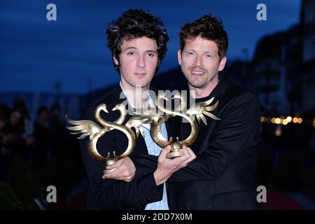 Gewinner des besten Schauspielpreises Pierre Deladonchamps und Vincent Lacoste beim roten Teppich der Gewinner im Rahmen des 32. Cabourg Film Festival in Cabourg, Frankreich am 16. Juni 2018. Foto von Aurore Marechal/ABACAPRESS.COM Stockfoto