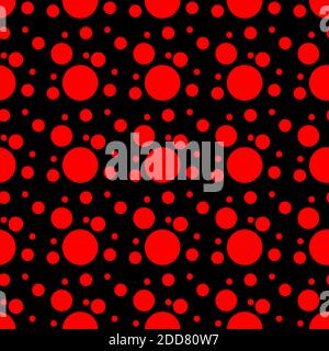 Vektor geometrische nahtlose Muster. Universal wiederholende abstrakte Kreise Figur in schwarz rot. Modernes Halbton-Kreismuster, Pointillismus Stock Vektor