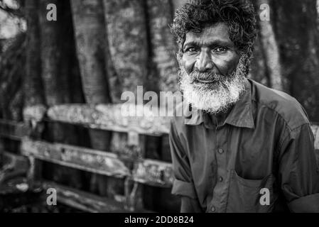 Porträt eines indischen Mannes in Fort Kochi (Cochin), Kerala, Indien Stockfoto