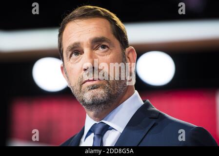 PORTRAIT Französische Politiker - Französischer Minister für die Beziehungen zum Parlament Christophe Castaner am 17. Mai 2018 in Saint-Cloud, im Vorfeld einer politischen Debatte des Fernsehsenders France 2. Foto von ELIOT BLONDT/ABACAPRESS.COM Stockfoto