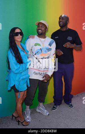 Kim Kardashian, Kayne West und Virgil Abloh nahmen an der Louis Vuitton Menswear Frühjahr Sommer 2019 Show im Rahmen der Paris Fashion Week in Paris, Frankreich am 21. Juni 2018 Teil. Foto von Aurore Marechal/ABACAPRESS.COM Stockfoto