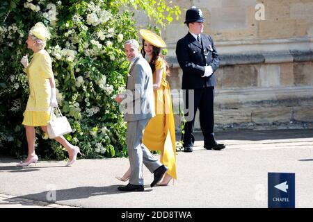 DER US-Schauspieler George Clooney (C-L) und seine Frau, der britische Menschenrechtsanwalt Amal Clooney (C-R), kommen zur königlichen Hochzeitszeremonie von Großbritanniens Prinz Harry und Meghan Markle am 19. Mai 2018 in der St. George's Chapel in Windsor Castle, in Windsor, Großbritannien, an. Foto von Lauren Hurley/ABACAPRESS;COM Stockfoto