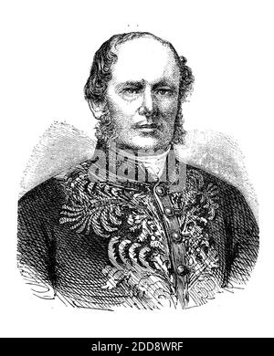 Graf Friedrich Ferdinand von Beust, 13. Januar 1809 - 24. Oktober 1886, deutscher und österreichischer Staatsmann / Friedrich Ferdinand Graf von Beust, Ferdinand Beust, 13. Januar 1809 - 24. Oktober 1886, ein Staatsmann im Königreich Sachsen und in der Habsburgermonarchie, Historisch, historisch, digital verbesserte Reproduktion eines Originals aus dem 19. Jahrhundert / digitale Produktion einer Originalvorlage aus dem 19. Jahrhundert, Stockfoto