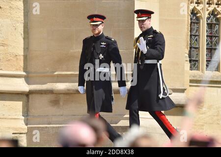 Prinz William nimmt an der Hochzeitszeremonie Teil Prinz Henry Charles Albert David von Wales heiratet Frau Meghan Markle in einem Gottesdienst in der St. George's Chapel auf dem Gelände von Windsor Castle. Unter den Gästen waren 2200 Mitglieder des Publikums, die königliche Familie und Frau Markles Mutter Doria Ragland. Foto von Lionel Hahn/ABACAPRESS.COM Stockfoto