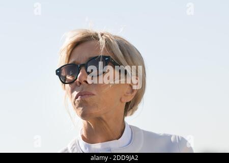 Brigitte Macron besucht die Stadt mit einem Flussboot in Sankt Petersburg, Russland am 25. Mai 2018. Foto von Jacques Witt/Pool / ABACAPRESS.COM Stockfoto