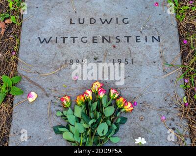 Ludwig Wittgensteins Grab - die letzte Ruhestätte der Philosoph Ludwig Wittgenstein in der Himmelfahrt Pfarrei Grabstätte, Cambridge. Stockfoto