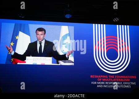 Präsident Emmanuel Macron nimmt am 30. Mai 2018 am ministerrat der Organisation für wirtschaftliche Zusammenarbeit und Entwicklung (OECD) zum Thema "Neugründung des Multilateralismus" in Paris Teil. Foto von Hamilton/Pool/ABACAPRESS.COM Stockfoto