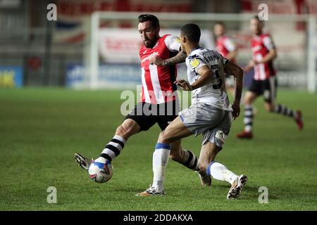 Exeter, Großbritannien. November 2020. Ryan Bowman von Exeter City während des EFL Sky Bet League 2 Spiels zwischen Exeter City und Colchester United im St James' Park, Exeter, England am 24. November 2020. Foto von Dave Peters. Nur redaktionelle Verwendung, Lizenz für kommerzielle Nutzung erforderlich. Keine Verwendung bei Wetten, Spielen oder Veröffentlichungen einzelner Vereine/Vereine/Spieler. Kredit: UK Sports Pics Ltd/Alamy Live Nachrichten Stockfoto