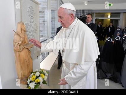 Papst Franziskus besucht das Kloster der Brigidinen Schwestern im Bezirk Pirita in Tallinn, Estland am dritten Tag seiner Baltischen Reise, am 25. September 2018. Foto von ABACAPRESS.COM Stockfoto