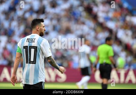 Argentiniens Lionel Messi während der FIFA Weltmeisterschaft Frankreich gegen Argentinien in der Kazan Arena Stadion in Kazan, Russland am 30. Juni 2018. Frankreich besiegte Argentinien 4-3 und ziehen in das Viertelfinale. Foto von Christian Liewig/ABACAPRESS.COM Stockfoto