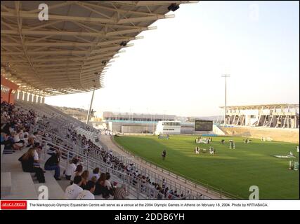 KEIN FILM, KEIN VIDEO, KEIN Fernsehen, KEIN DOKUMENTARFILM - das Markopoulo Olympic Equestrian Center wird am 18. februar 2004 als Austragungsort der Olympischen Spiele 2004 in Athen dienen. Foto von KRT/ABACA. Stockfoto