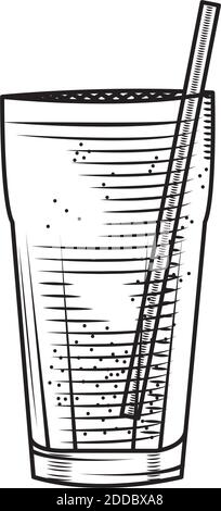 Soda-Glas-Symbol auf weißem Hintergrund, Skizze Stil, Vektor-Illustration Stock Vektor