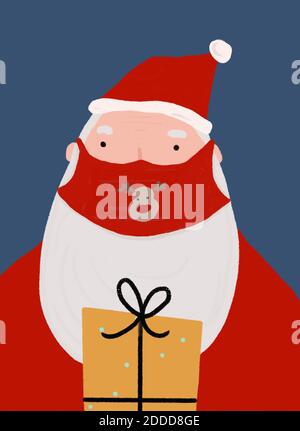 Clip Art von Santa Claus trägt schützende Gesichtsmaske Stockfoto