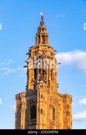 Deutschland, Baden-Württemberg, Heilbronn, gotischer Glockenturm der St.-Kilians-Kirche Stockfoto