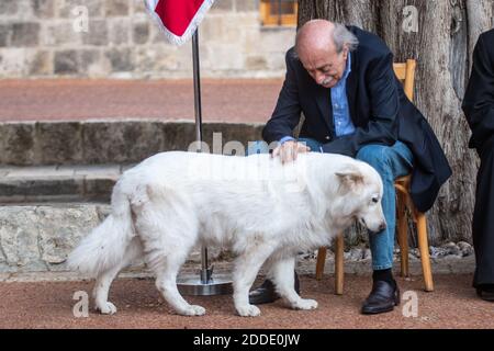 Drusenführer Walid Jumblatt sah, wie er am 30. Juli 2018 in Mukhtara, südöstlich von Beirut, Libanon, auf den ehemaligen französischen Präsidenten Nicolas Sarkozy wartete. Foto von Ammar Abd Rabbo/ABACAPRESS.COM Stockfoto