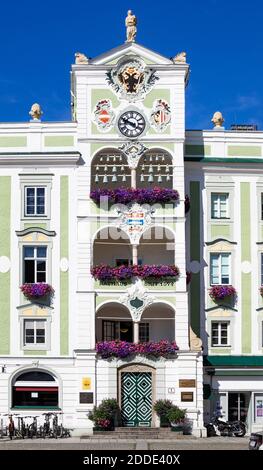 Rathaus am Stadtplatz, Gmunden, Salzkammergut, Oberösterreich, Österreich Stockfoto
