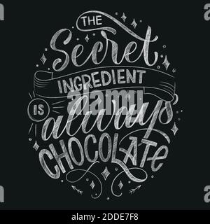 Chocolate Hand Lettering Kreide Zitat. Weihnachten Winter Wort Komposition. Vektor Design Elemente für T-Shirts, Tasche, Poster, Karte, Aufkleber und Menü Stock Vektor